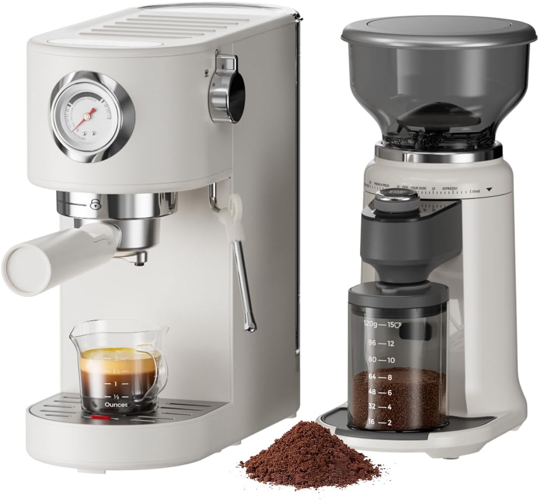 Combo Cafetera Espresso Molinillo 20 Bar Espumador Leche