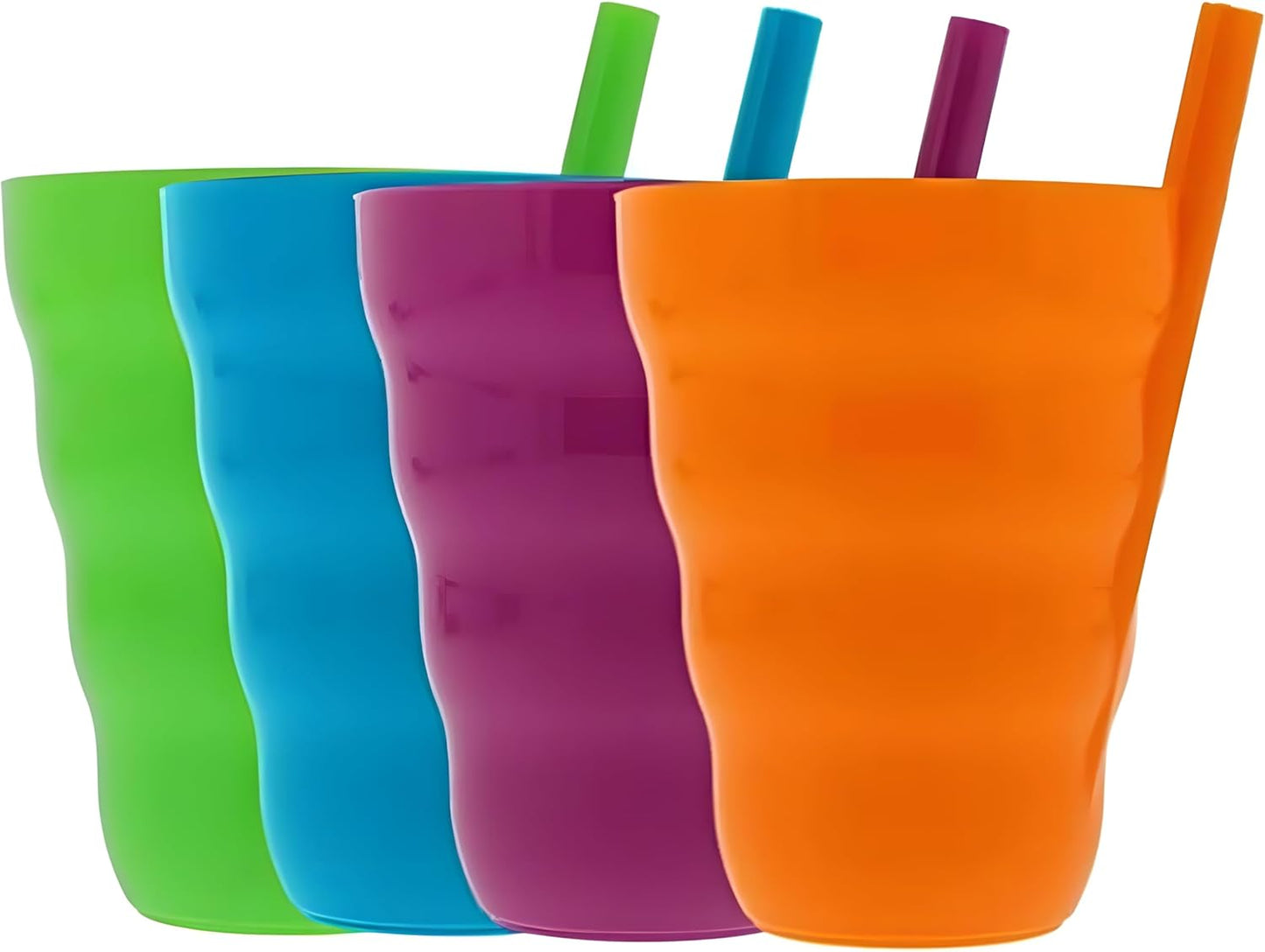Vasos plástico sin BPA popote 11oz set 4 reutilizables