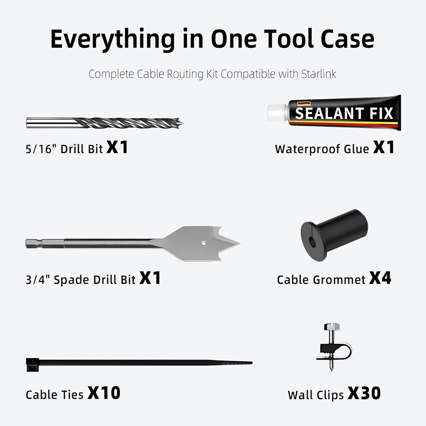 Kit Starlink para paso de pared con brocas 3/4 y 5/16 pulg