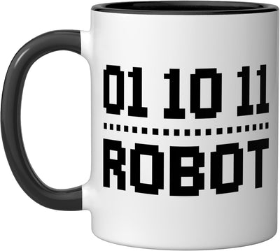Taza cerámica robot binario humor programadores desarrolladores negro/blanco