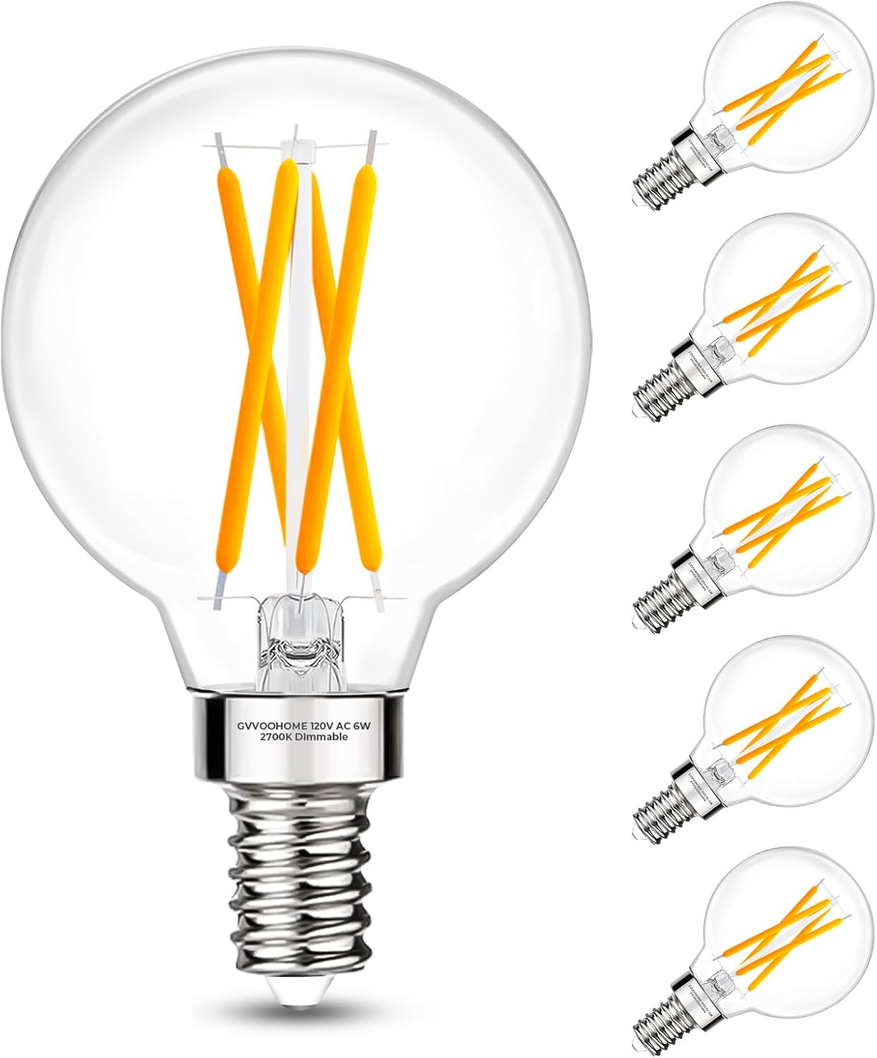 Bombilla LED E12 G16.5 2700K blanco cálido 6W pack 6