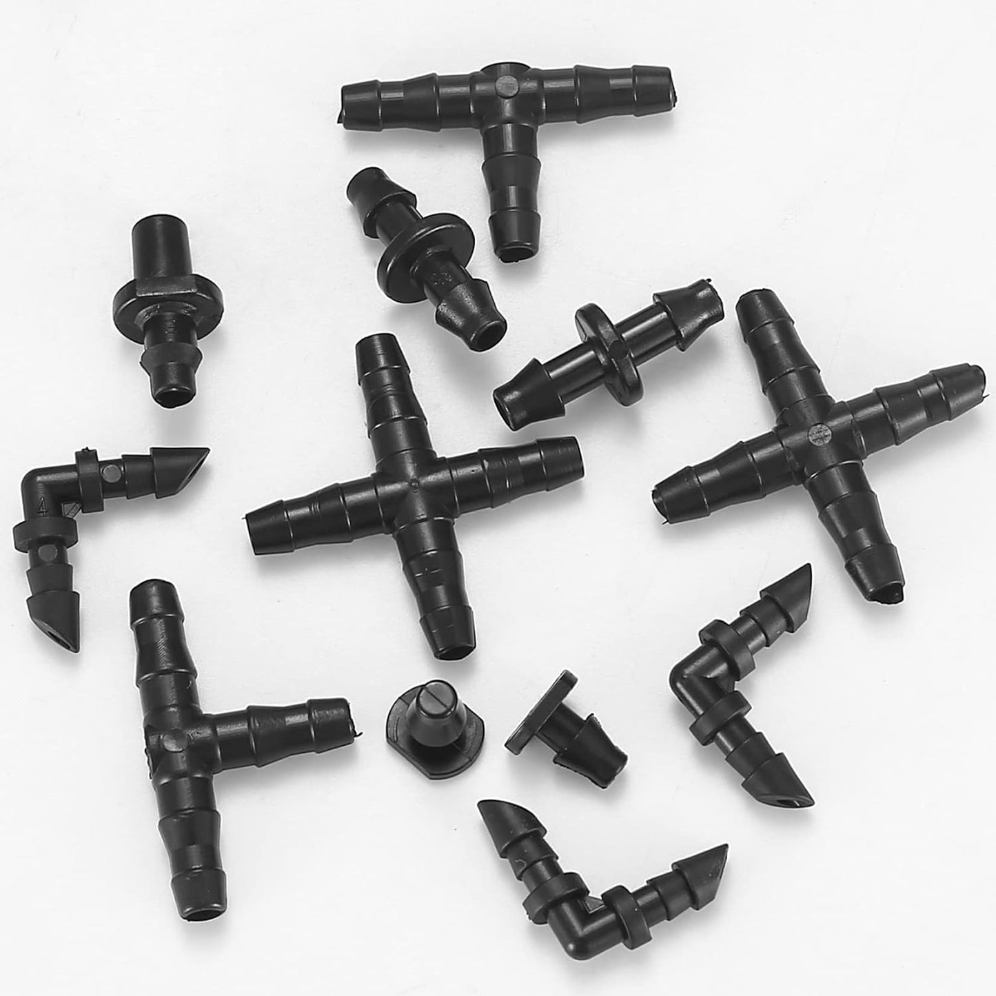 Kit 300 accesorios riego 1/4pulg conectores púas tees enchufe