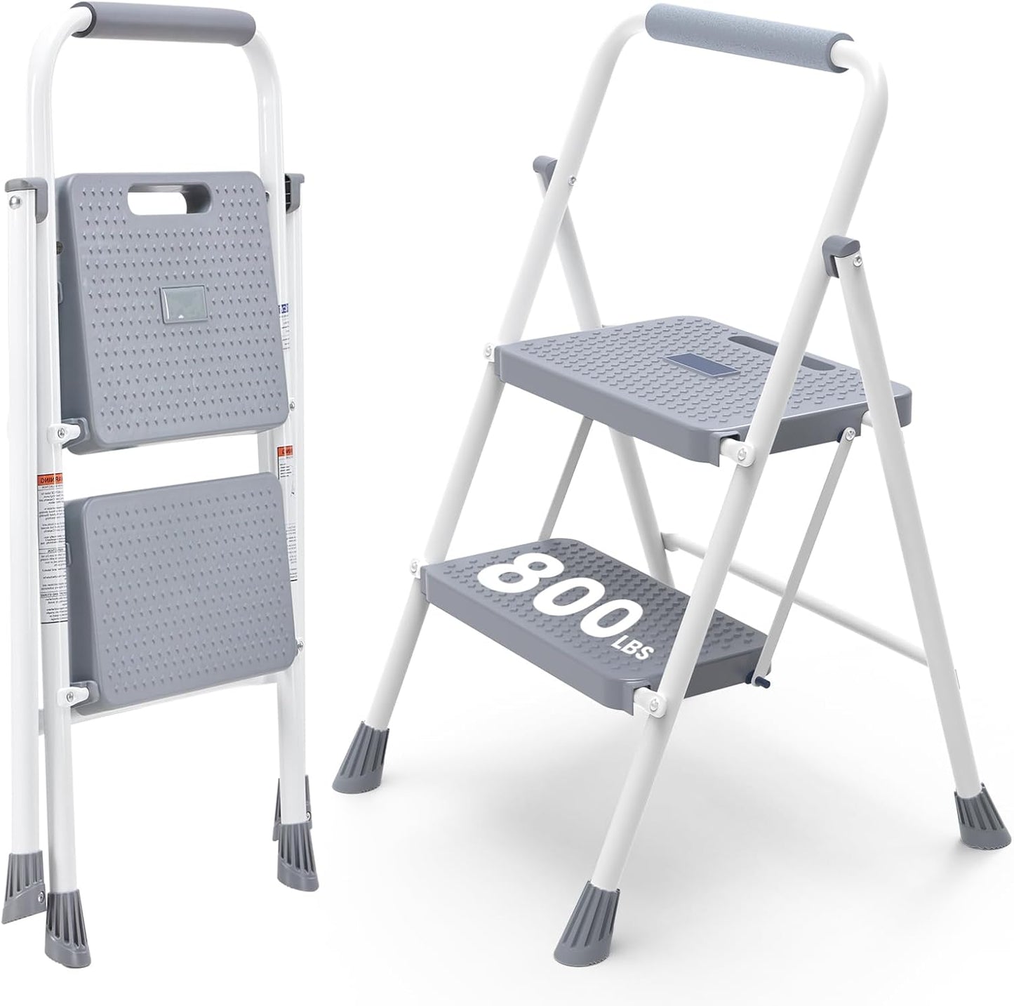 Escalera 2 escalones plegable acero gris para armario cocina