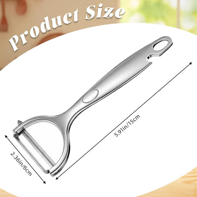 Pelador acero inox hoja giratoria abridor botellas ergonómico plateado