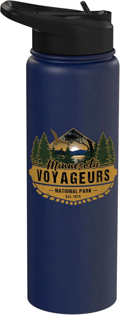Botella de agua acero inoxidable aislada recuerdo caminata parque nacional voyageurs minnesota