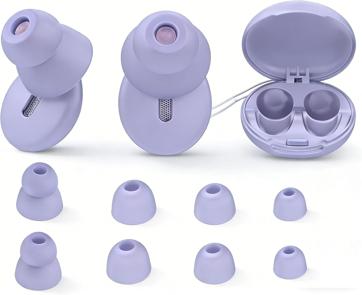 Tapones para dormir silicón antirruido violeta