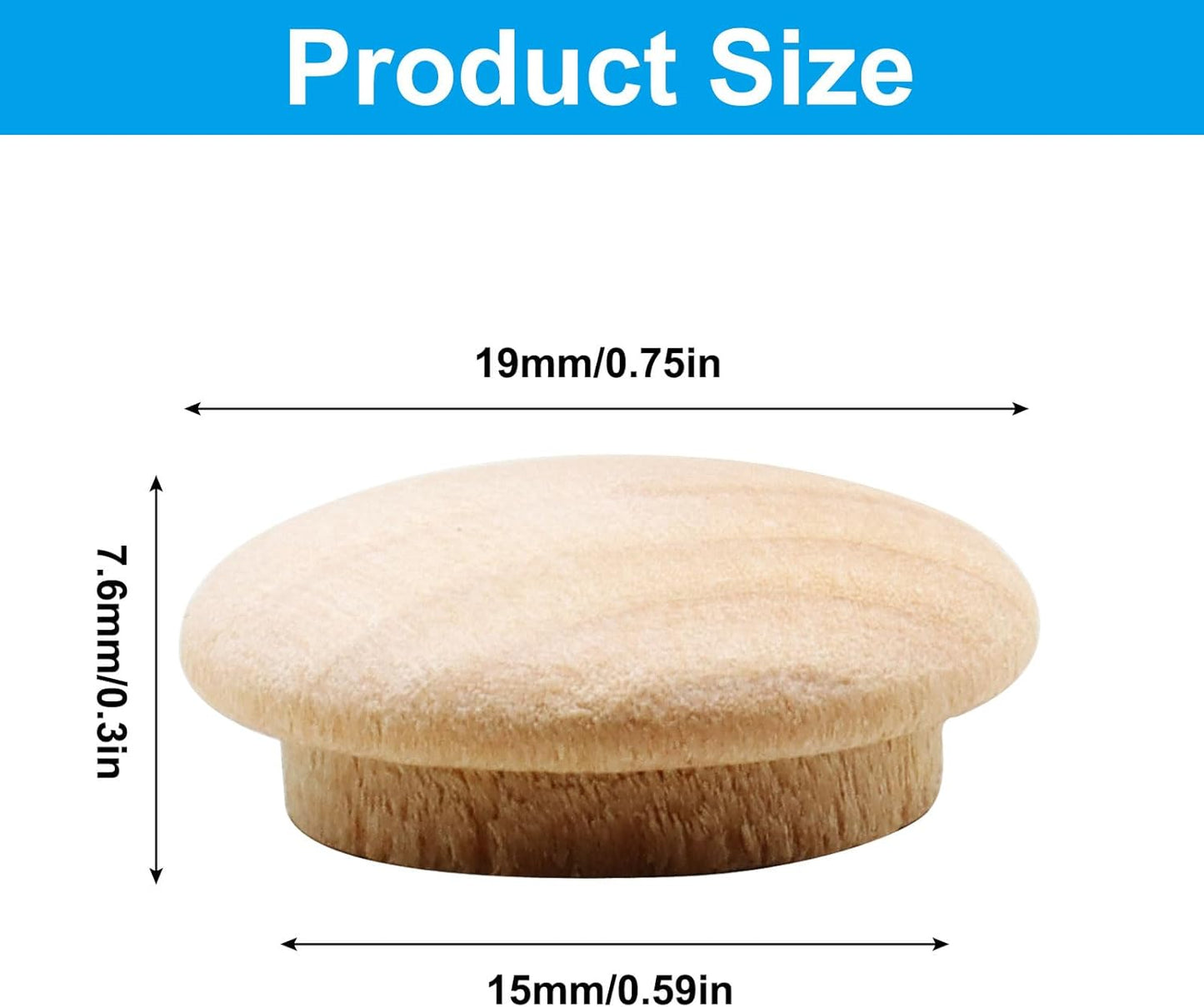 Pack 100 Tapones Madera Arce Rosca con Botón 1/2pulg