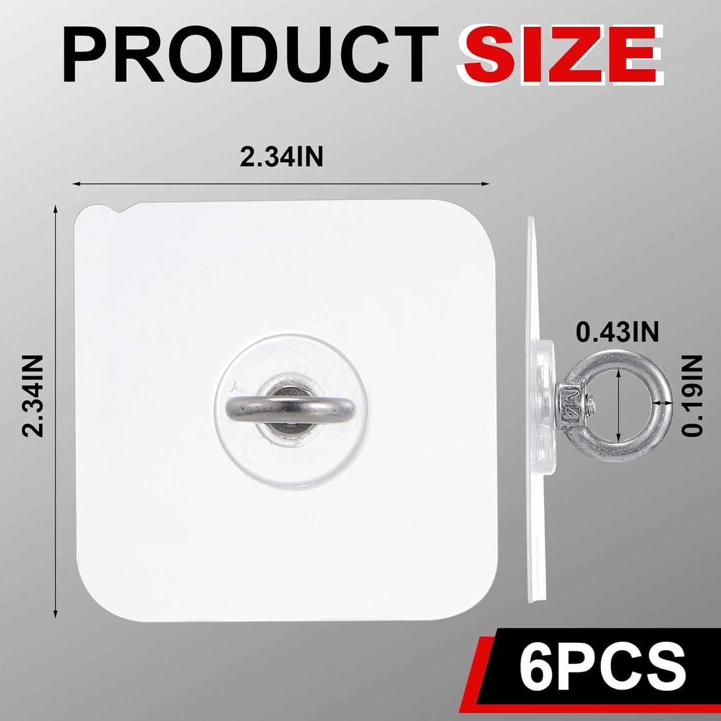 6 Ganchos Techo Adhesivos Acero Inox Impermeables Hogar Oficina