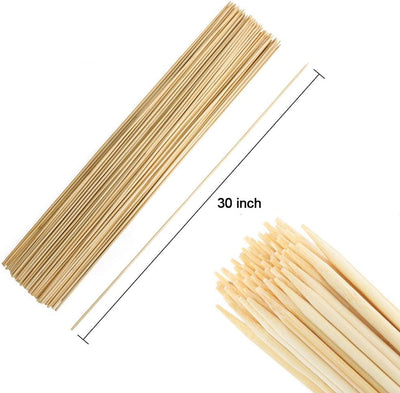 Varillas bambú asar 30pulg madera para barbacoa kebab