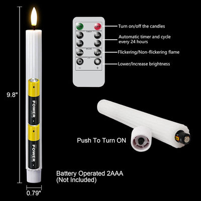 Velas cónicas parpadeantes LED con control remoto y temporizador