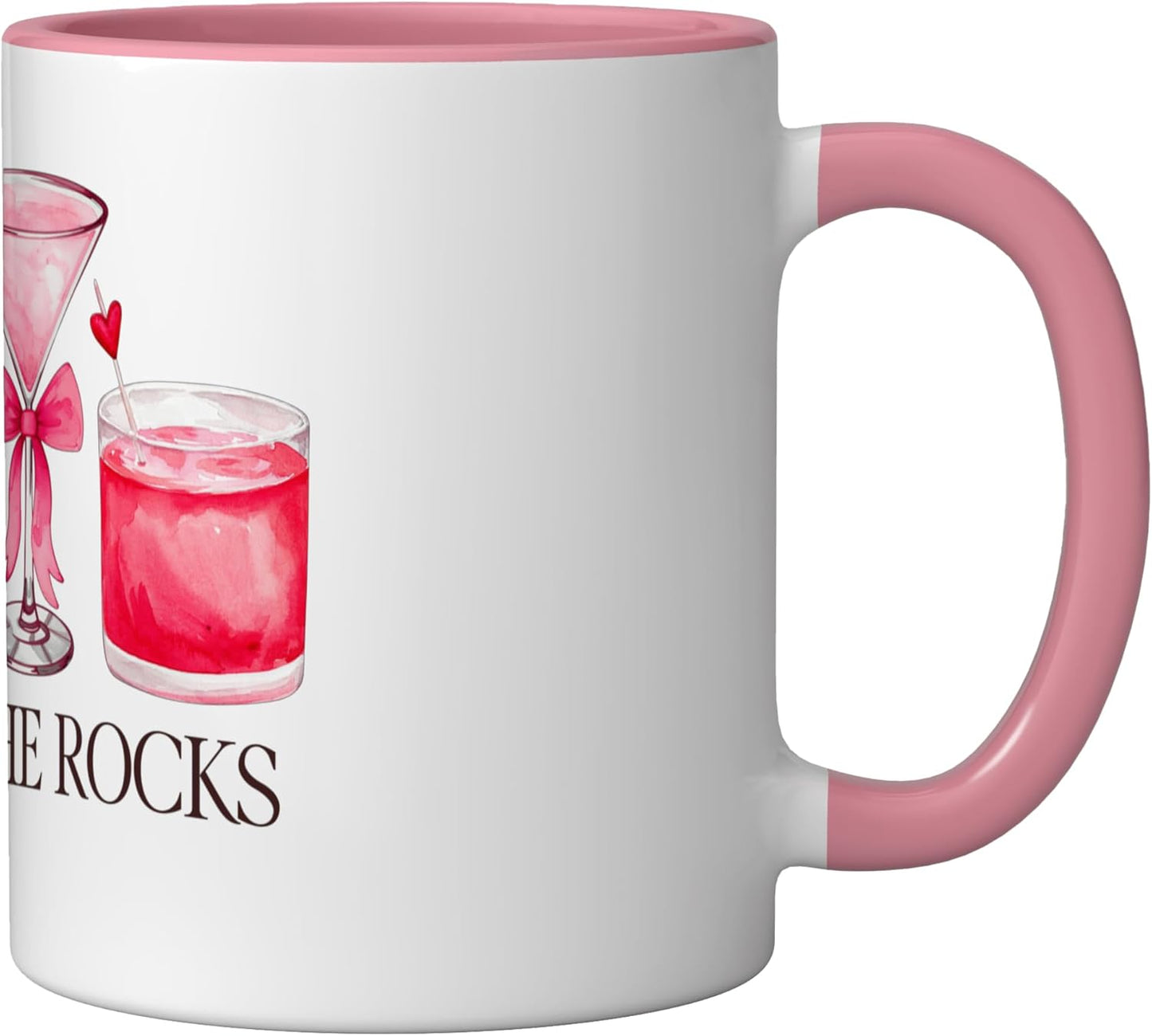 Taza Cerámica Rosa y Blanca Love on the Rocks