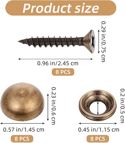 Tornillos latón con tapas decorativas 0.591pulg