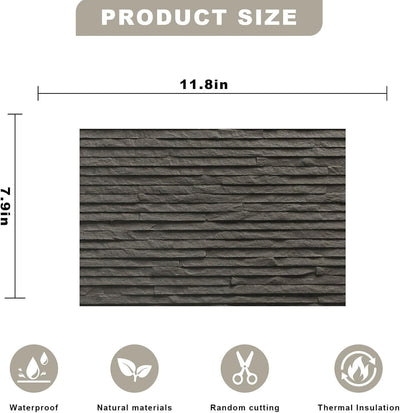 Paneles 3D para pared 7.9x11.8pulg revestimiento piedra sintética