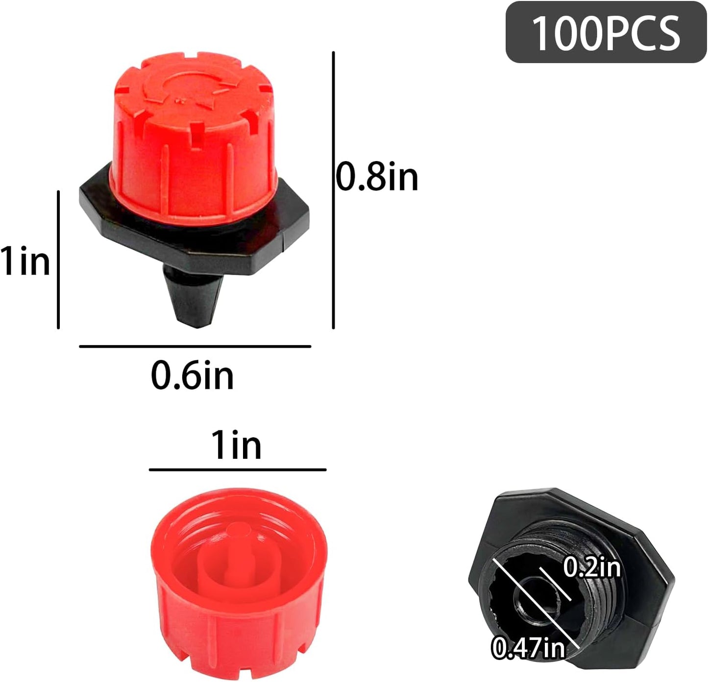 100 Emisores Riego 1/4pulg Ajustables Rojo