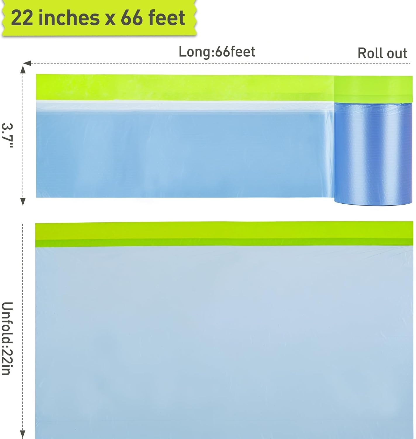 Película adhesiva para coche 22x66pies con cinta y cortina