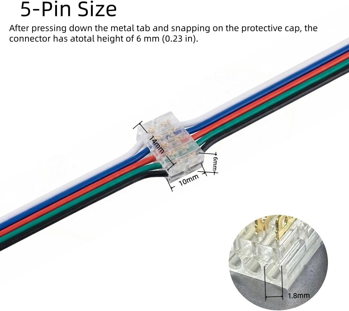 Conectores empalme alambre 5 pines pack 10 para cable LED 20-24 AWG