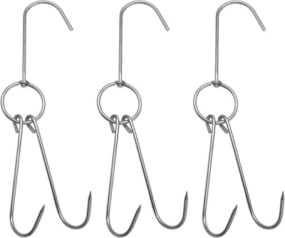 3 Pzas Ganchos Dobles Acero Inox Magnéticos para Asar