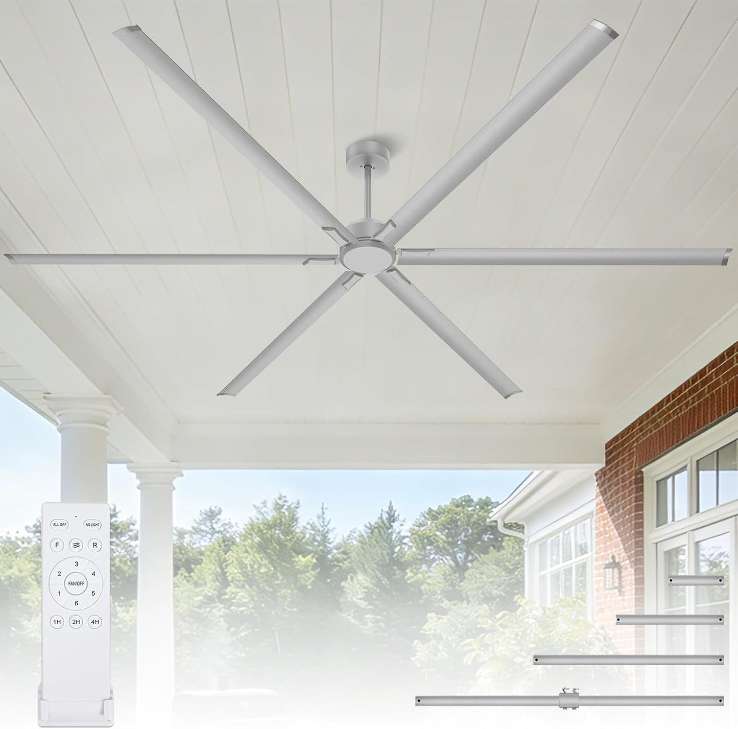 Ventilador techo industrial 120pulg 8 cuchillas aluminio motor CC