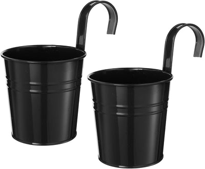2 Macetas Colgantes Hierro Negro 4pulg Gancho Drenaje
