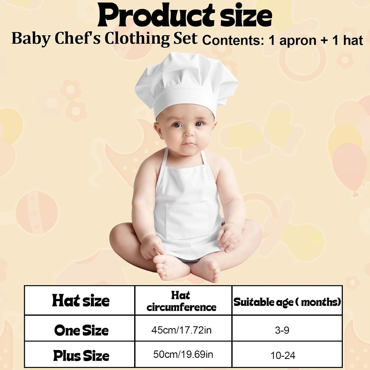 Juego 2 Pzas Atuendo Chef Bebé Delantal Gorro