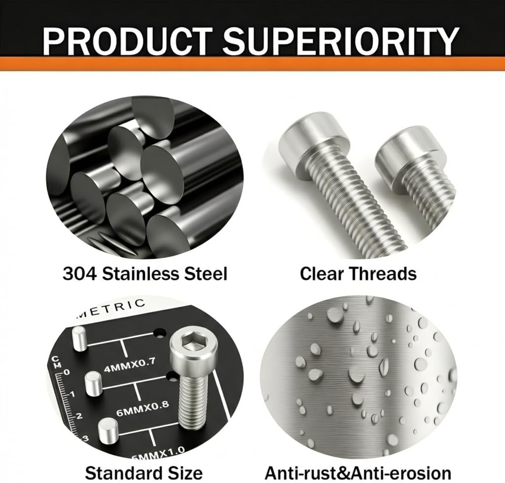 Tornillos M6 x 0.630pulg acero inox 304 set 50