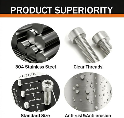 Tornillos M6 x 0.630pulg acero inox 304 set 50