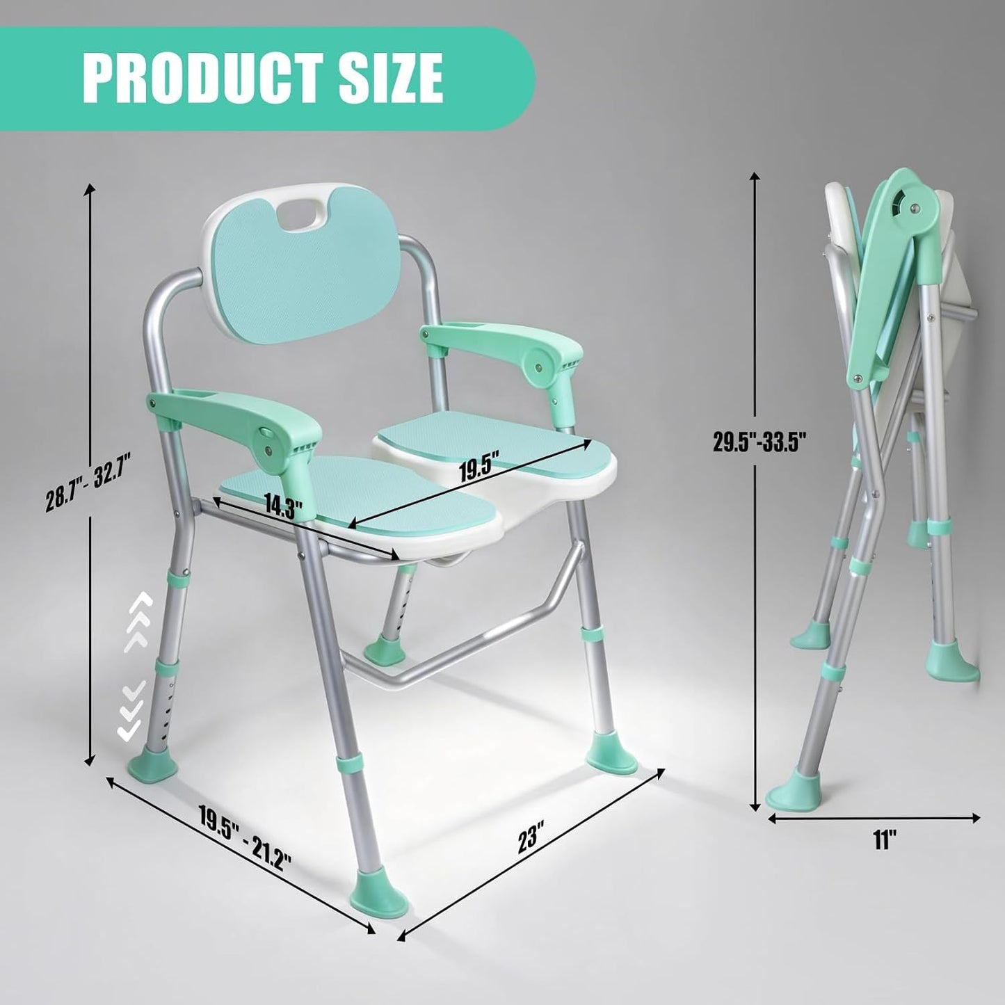 Silla ducha forma U con cojín brazos acolchados
