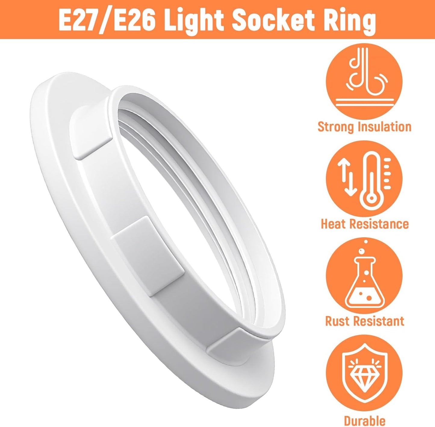 6 Anillos Adaptador Luz Blanca E26 E27 1.5pulg ID