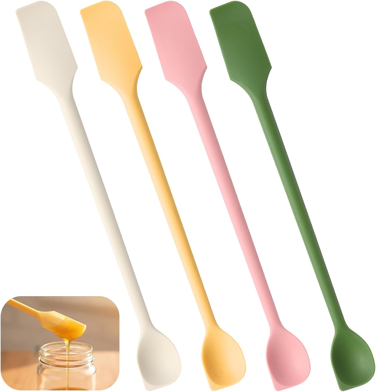 4 Espátulas Silicona Doble Extremo 10pulg Cosméticos Cocina