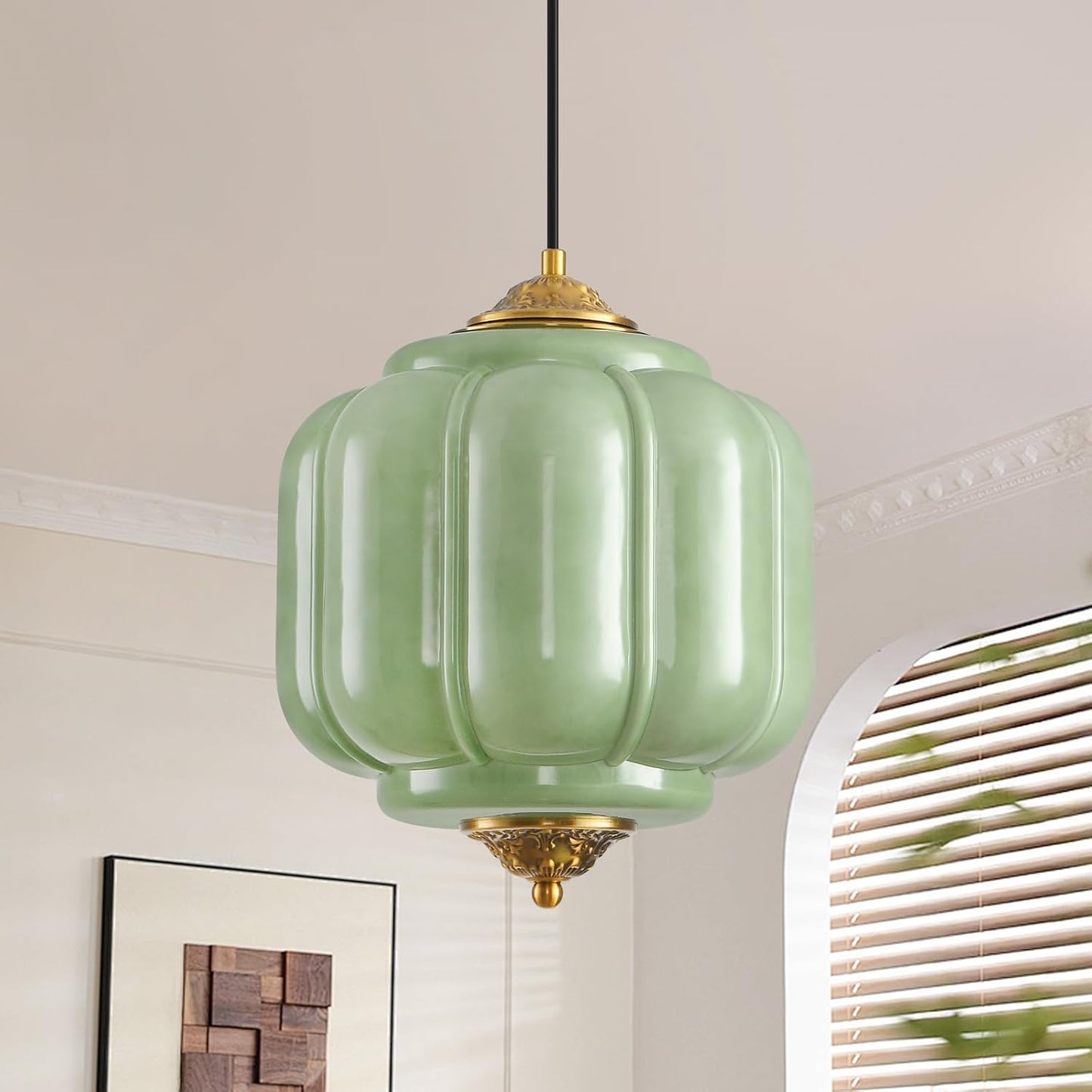 Lámpara colgante Art Deco 9pulg vidrio leche LED