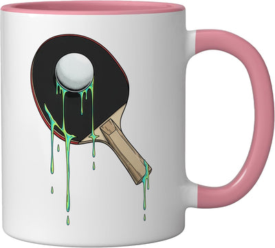 Taza cerámica Ping Pong para helado con gotas de color rosa/blanco
