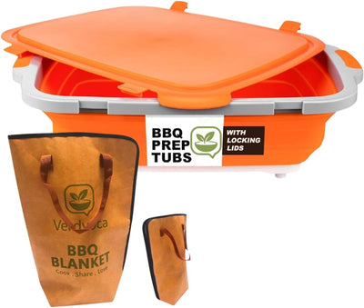 Set 2 Pzas Tub plegable BBQ 30L y mantel carne aislado 21 pulg