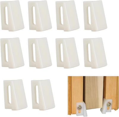 10 Pzas Guía puerta corredera plástico blanco para armarios