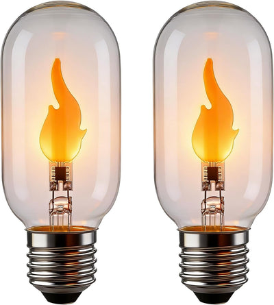 Bombilla LED T45 E26 vidrio ámbar 2 W 1800 K parpadeante paq 2