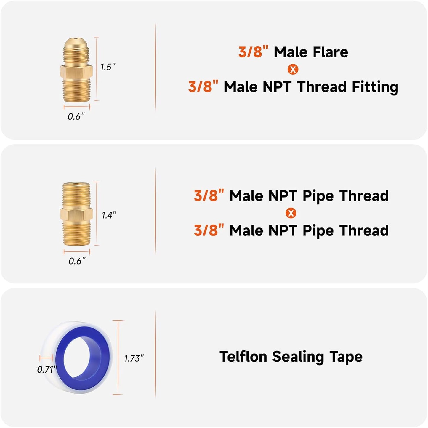 Kit conexiones gas 3/8pulg manguera propano LP