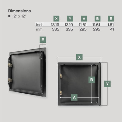 Panel acceso metal antracita 12x12pulg clic puerta yeso pared