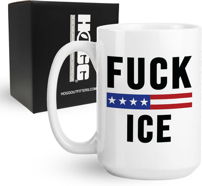 Taza de café política Fuck ICE cerámica 15 oz regalo FDT