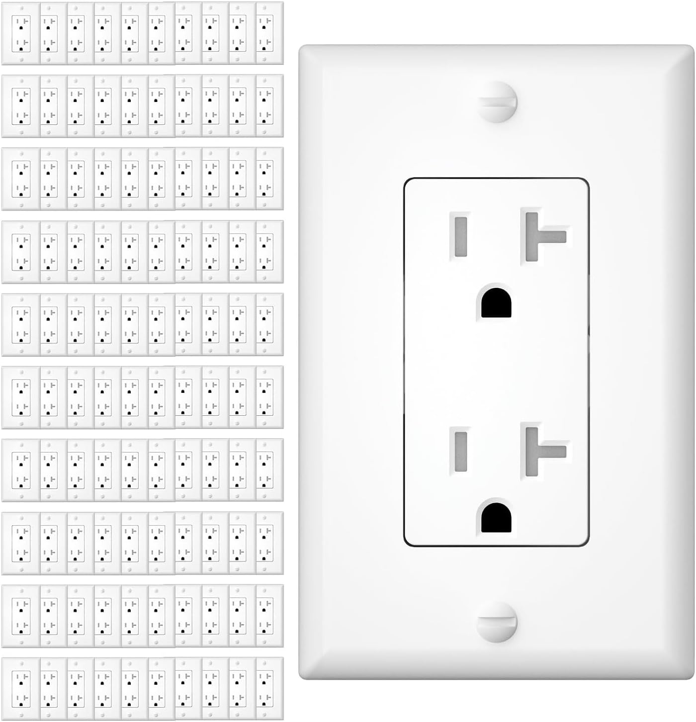 Pack 100 tomacorrientes pared 20A UL policarbonato 125V
