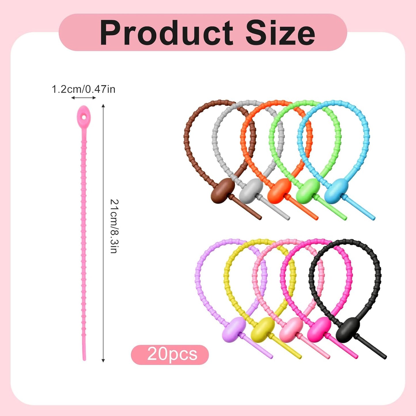 Bridas silicona 8pulg reutilizables ajustables multiusos