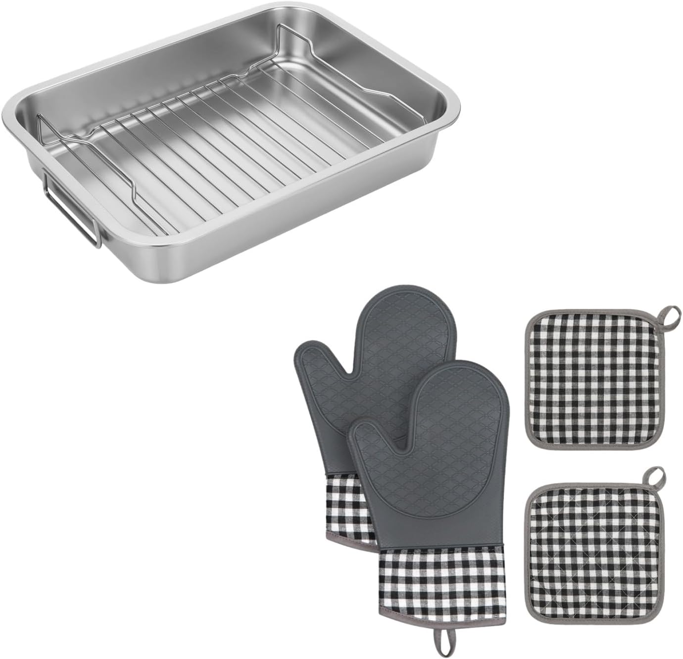 Sartén de acero inoxidable Tifanso con mangos y protectores para horno