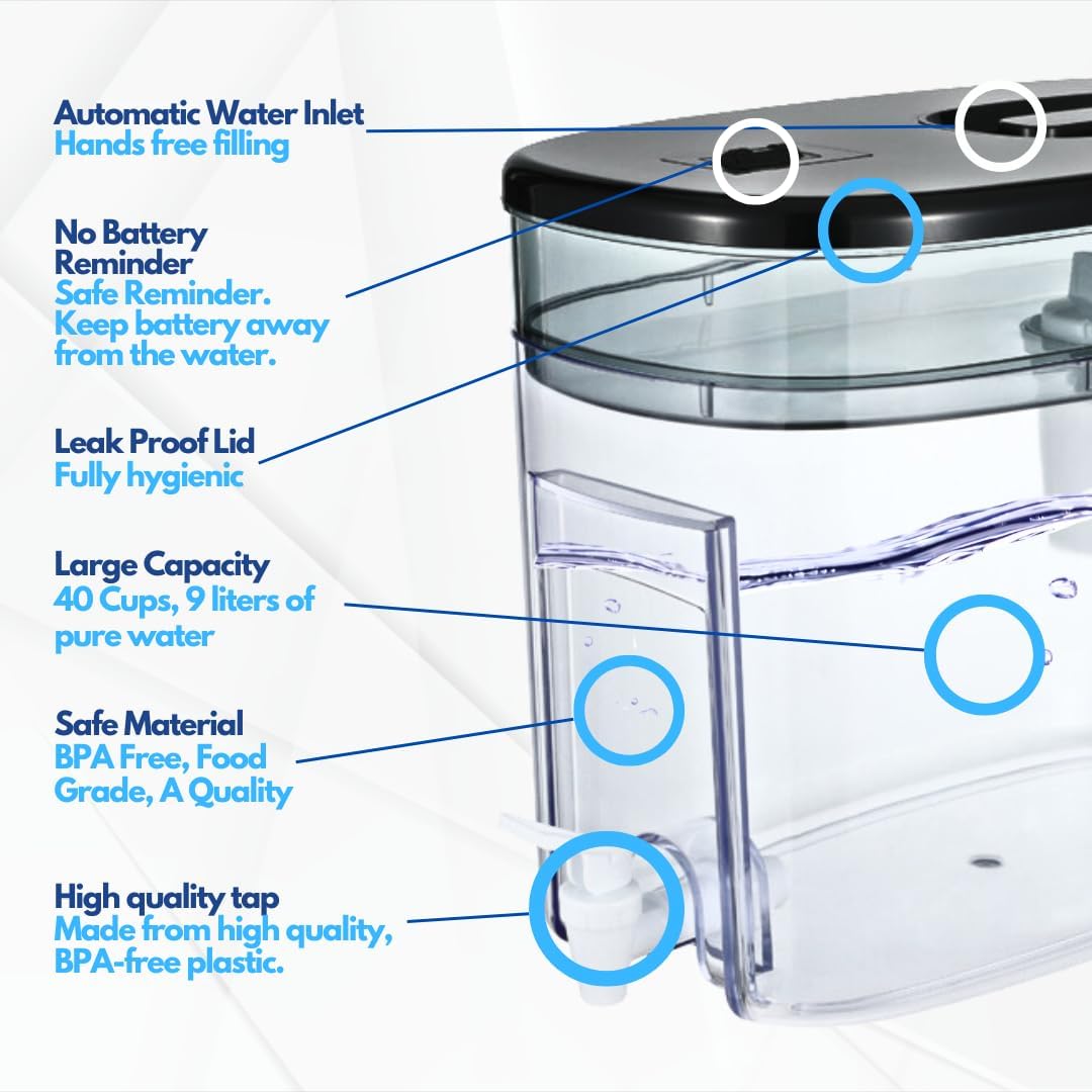 Jarra de filtro de agua de 40 tazas con filtro sin BPA