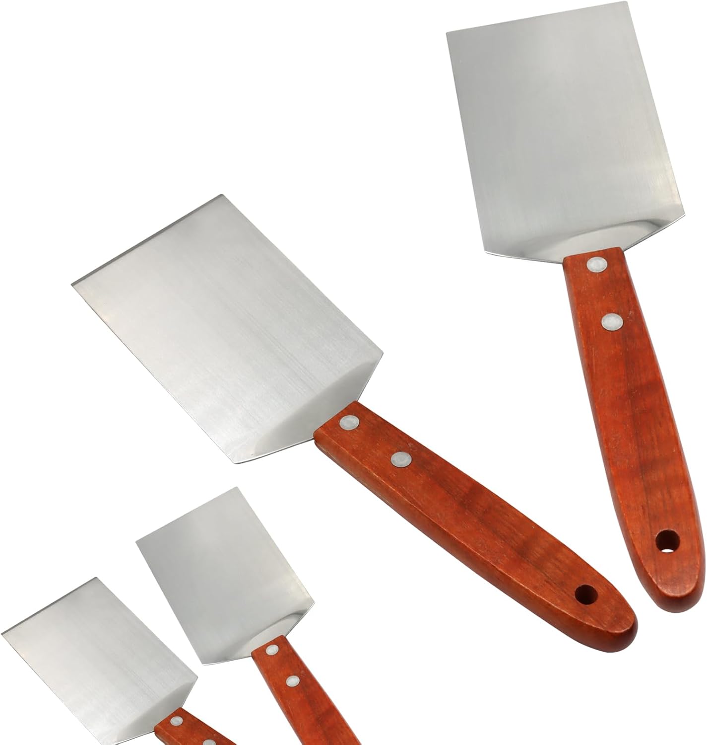 4 Espátulas Brownie Metal Mango Madera 2.5x8.1pulg