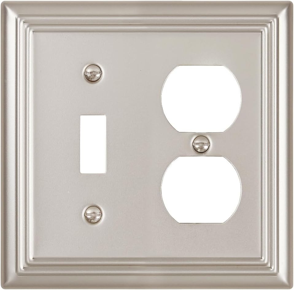 Placas interruptor metal doble níquel satinado set 1