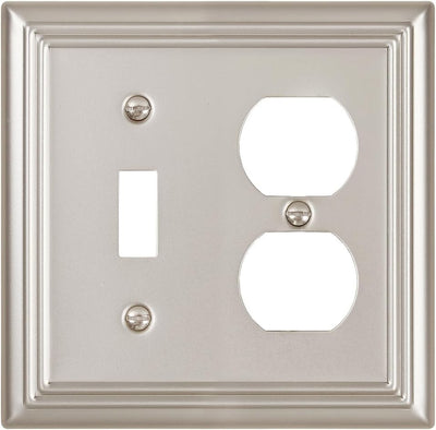 Placas interruptor metal doble níquel satinado set 1