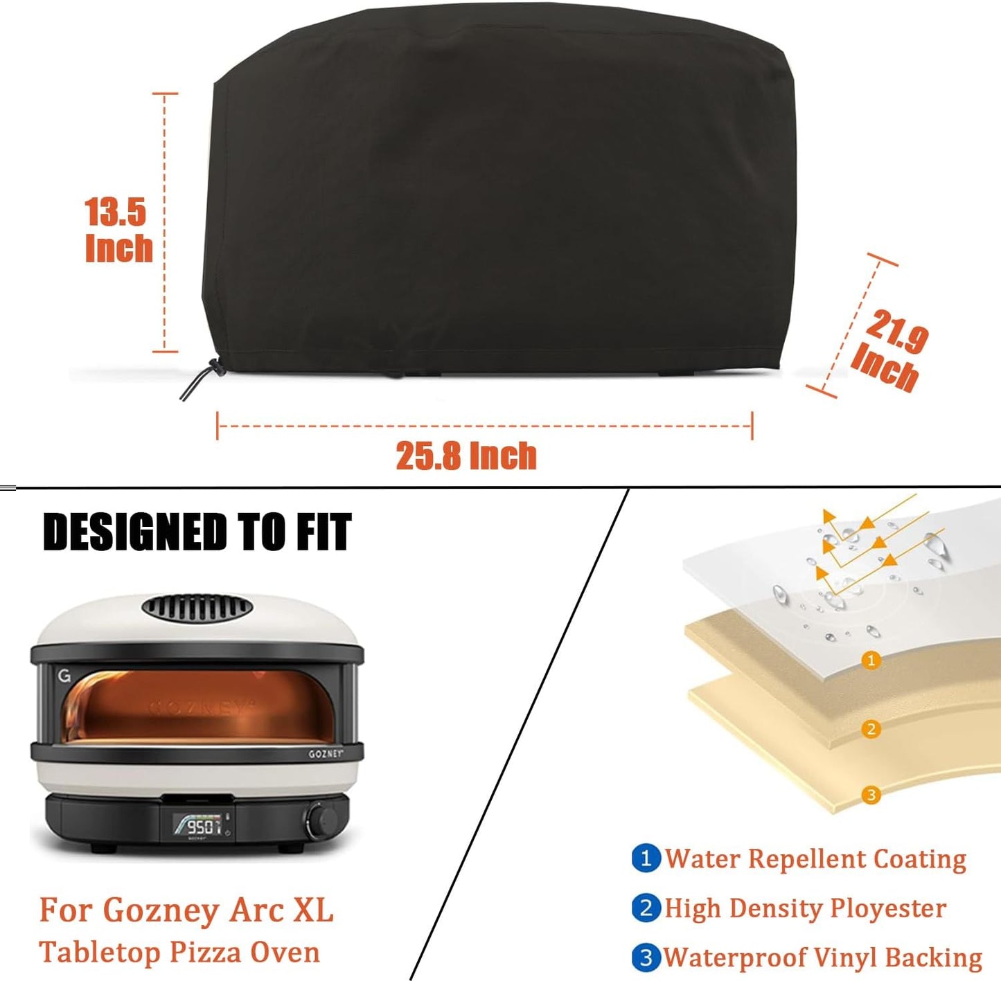 Cubierta horno pizza Gozney Arc XL 600D impermeable negro