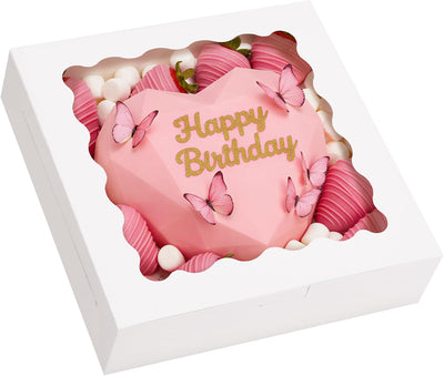 Cajas para tartas Moretoes 6 unidades 10x10x2.5 pulgadas con ventana