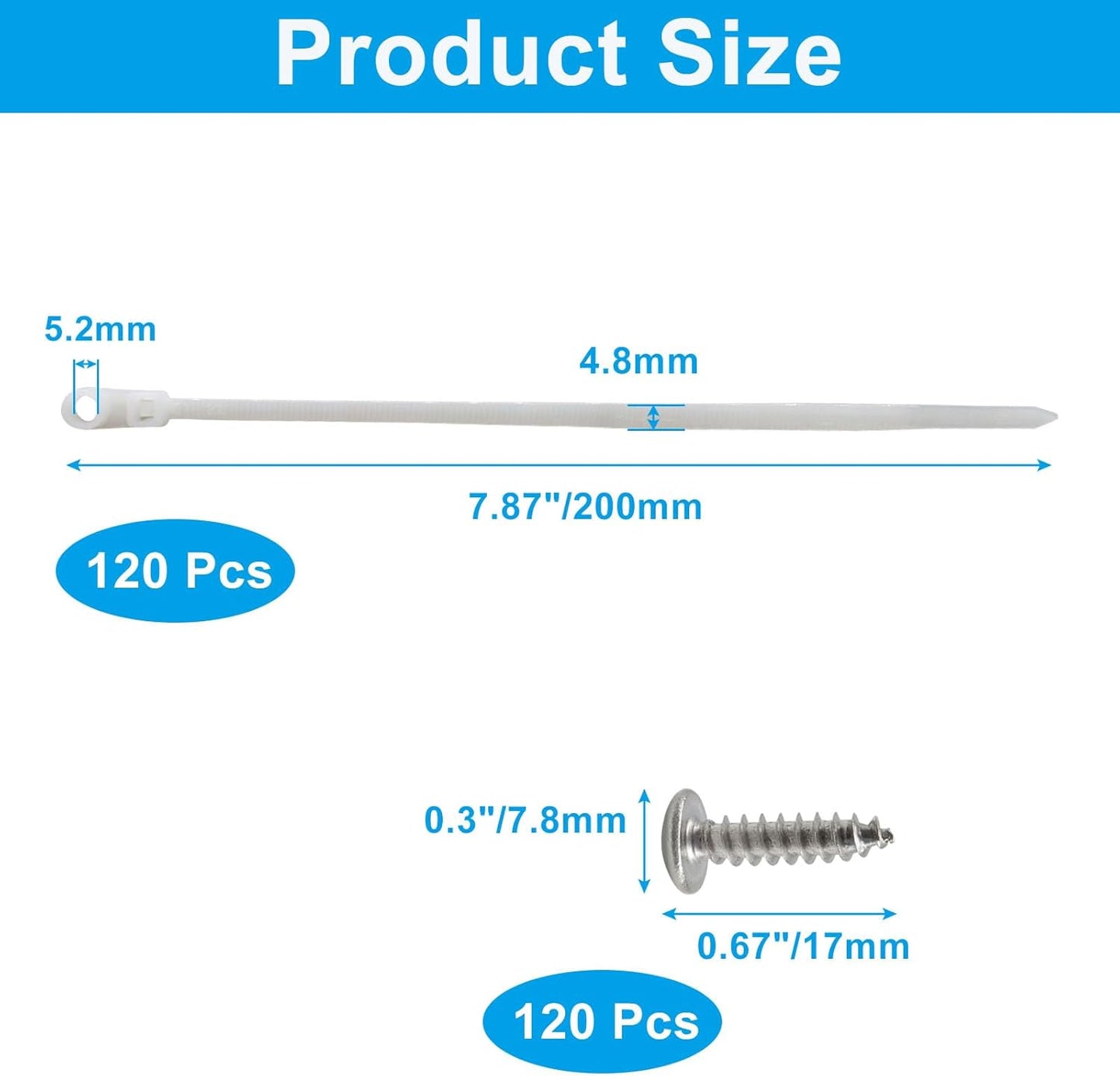 Pack 120 Hebillas Universales 8pulg Blancas Gestion Cables