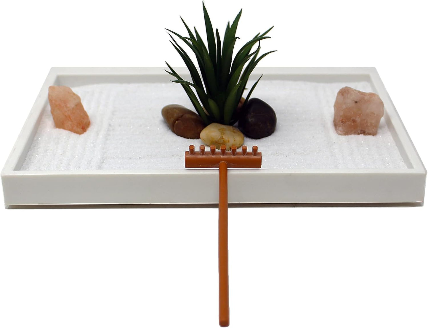 Kit jardín zen mini escritorio arena blanca roca sal