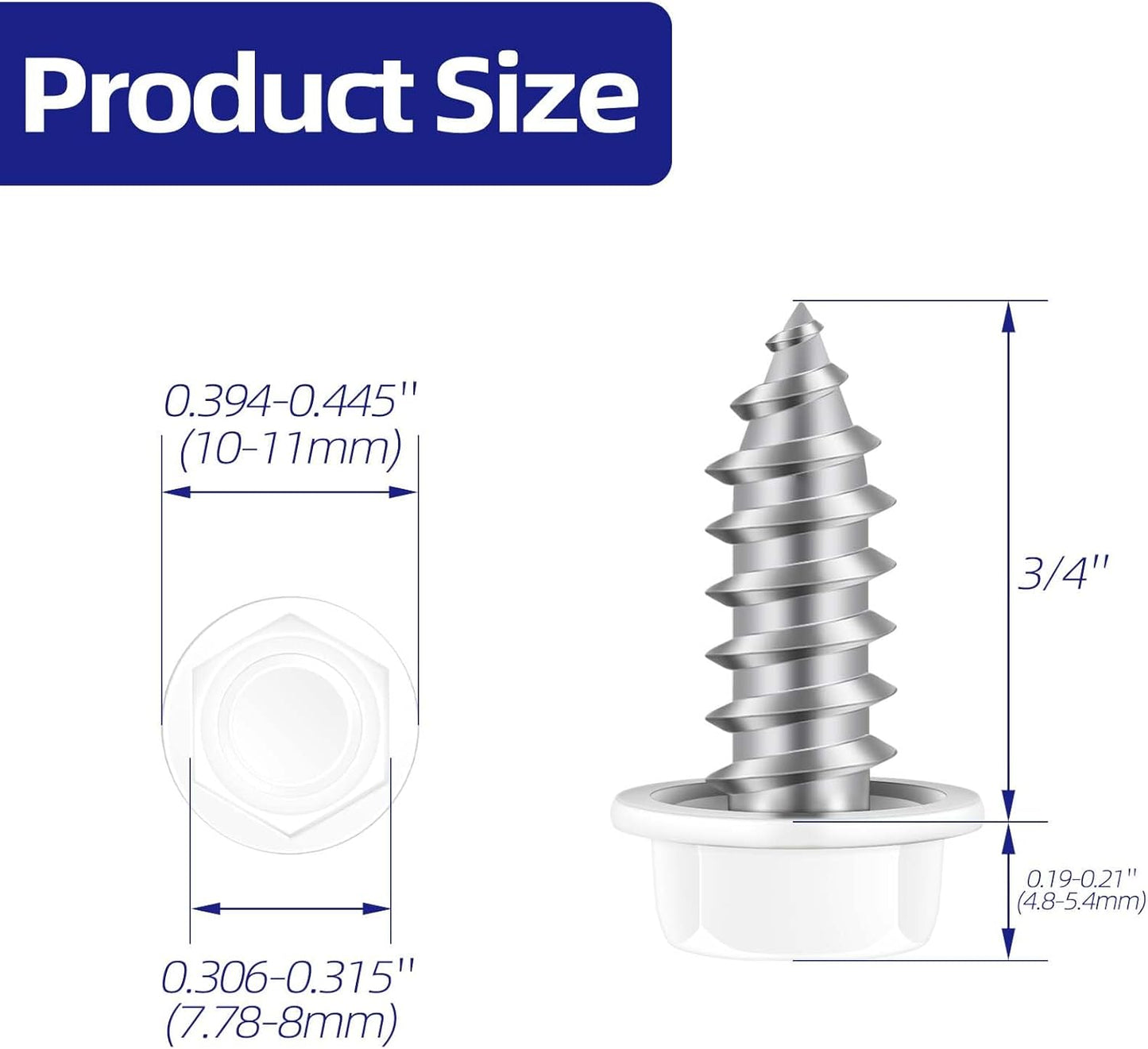 Tornillos autorroscantes hexa 3/4pulg acero inox 50uds