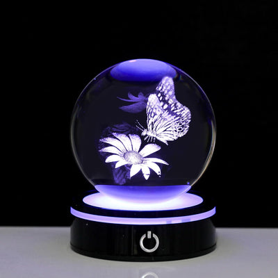 Lámpara mariposa cristal K9 LED 6 colores decoración